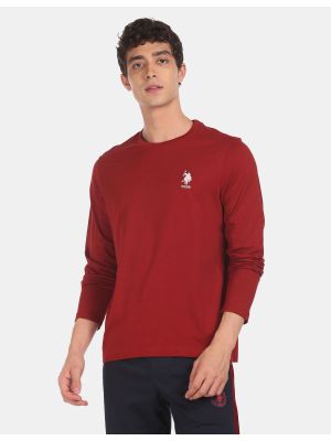 Men Red I656 Comfort Fit Solid Cotton T-Shirt (U.S. POLO ASSN.)