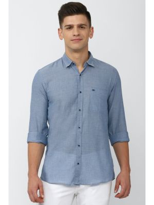 Mens Blue Slim Fit Casual Shirts (Peter England Casuals)