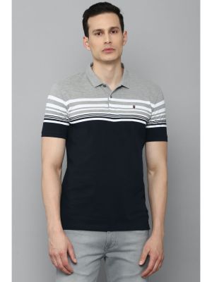 Mens Stripes Navy T-shirt (Louis Philippe Sport)