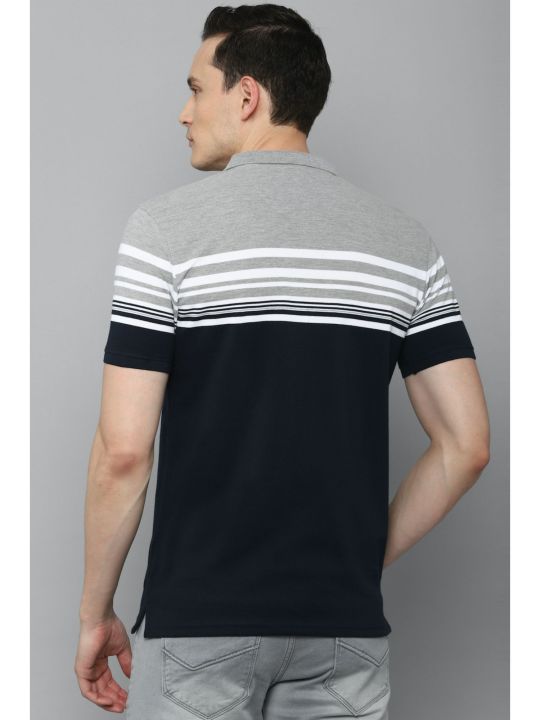 Mens Stripes Navy T-shirt (Louis Philippe Sport)