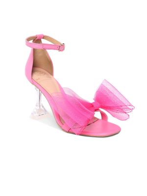 MODA-X Embellished Party Open Toe Block Heels With Bows