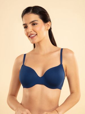 Modal Akin To Skin Padded Wired T-shirt Bra 3/4th Coverage-nyb218 Blue (Nykd)