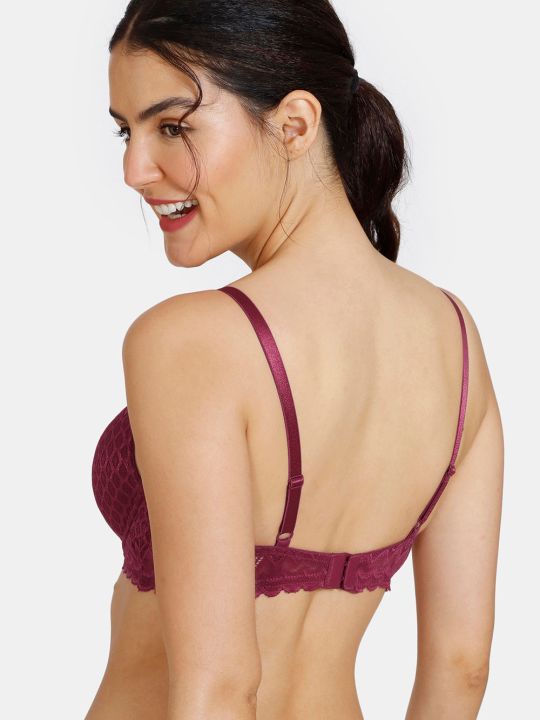 New Romance Padded Wired 3/4Th Coverage Lace Bra - Beet Red