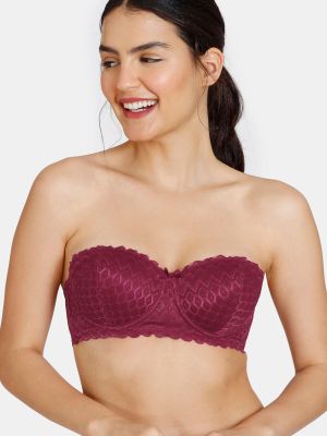 New Romance Padded Wired 3/4Th Coverage Strapless Bra - Beet Red