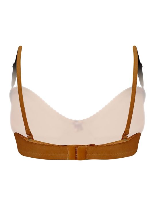 Non-Padded Non-Wired Full Cup Multiway Strapless Balconette Bra in Brown - Cotton