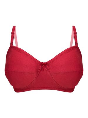 Non-Padded Non-Wired Full Cup Multiway Strapless Balconette Bra in Maroon - Cotton