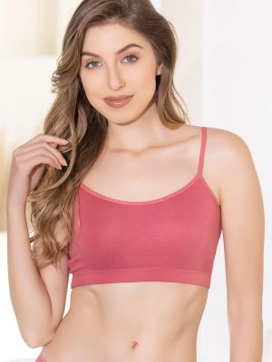 Non-Padded Non-Wired Full Cup T-shirt Bra in Salmon Pink with Removable Cups - Modal