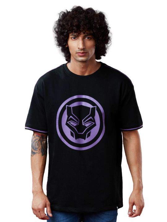 Official Marvel Black Panther Logo Oversized T-shirt For Mens (The Souled Store)