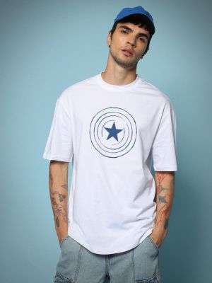 Official Marvel Merchandise Mens White Graphic Oversized T-Shirt (Bewakoof)