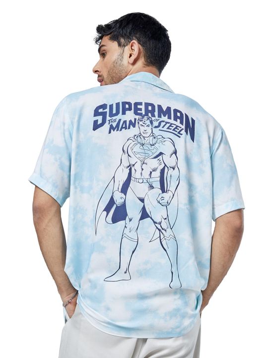 Official Superman- Go Hawaii Summer Shirts In Blue (The Souled Store)