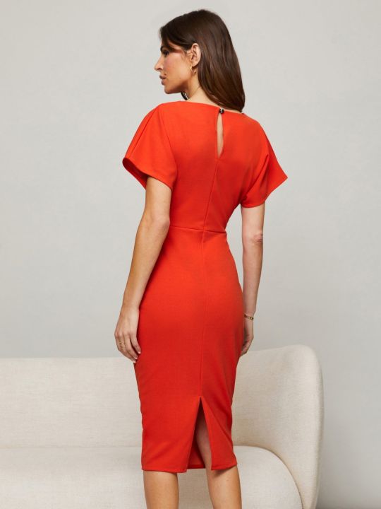 Orange Twist Side Midi Dress (Lipsy)