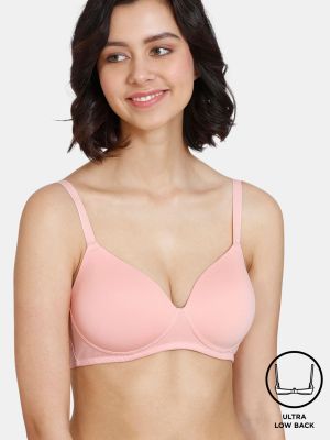 Padded Non-Wired 3/4th Coverage Ultra Low Back T-Shirt Bra - Peach Pearl