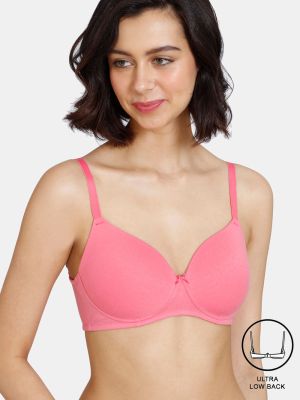 Padded Non-Wired 3/4th Coverage Ultra Low Back T-Shirt Bra - Pink Lemonade