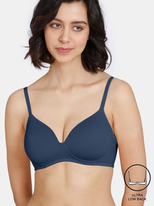Padded Non-Wired 3/4th Coverage Ultra Low Back T-Shirt Bra - Sargasso Sea