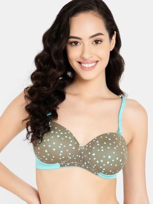 Padded Non-Wired Demi Cup Multiway Balconette Bra in Brown