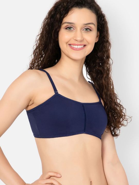 Padded Non-Wired Full Cup Multiway Teen Bra in Navy with Removable Cups - Cotton