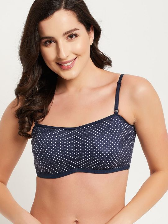 Padded Non-Wired Full Cup Polka Dot Print Multiway Teenager Bra in Navy with Removable Pads