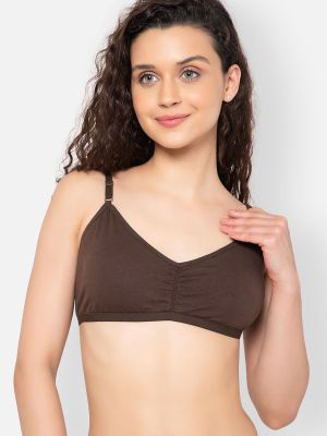Padded Non-Wired Full Cup Teen Bra in Dark Brown - Cotton