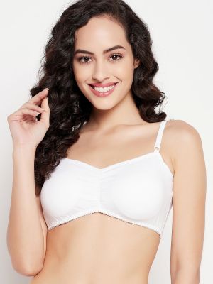 Padded Non-Wired Full Cup Teen T-shirt Bra in White with Removable Pads - Cotton