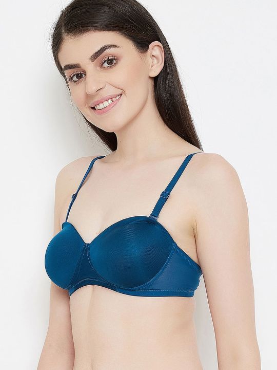 Padded Non-Wired Multiway Balconette Bra in Navy