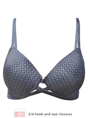 Padded Non-Wired Printed T-Shirt Bra in Blue