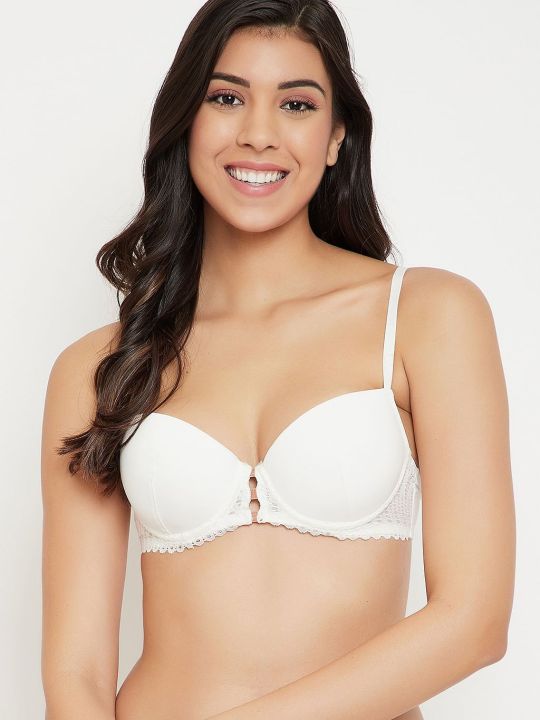 Padded Underwired Demi Cup Balconette Bra in White