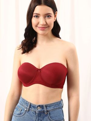 Padded Underwired Demi Cup Multiway Balconette T-shirt Bra in Maroon