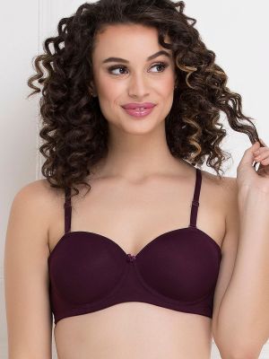 Padded Underwired Demi Cup Multiway Balconette T-shirt Bra in Wine Colour