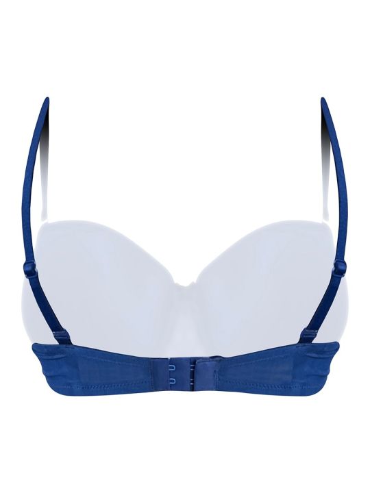 Padded Underwired Demi Cup Multiway Strapless Balconette T-shirt Bra in Royal Blue