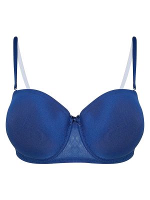 Padded Underwired Demi Cup Multiway Strapless Balconette T-shirt Bra in Royal Blue