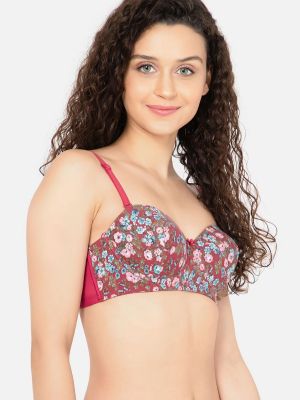 Padded Underwired Full Cup Balconette Style Strapless T-shirt Bra in Maroon
