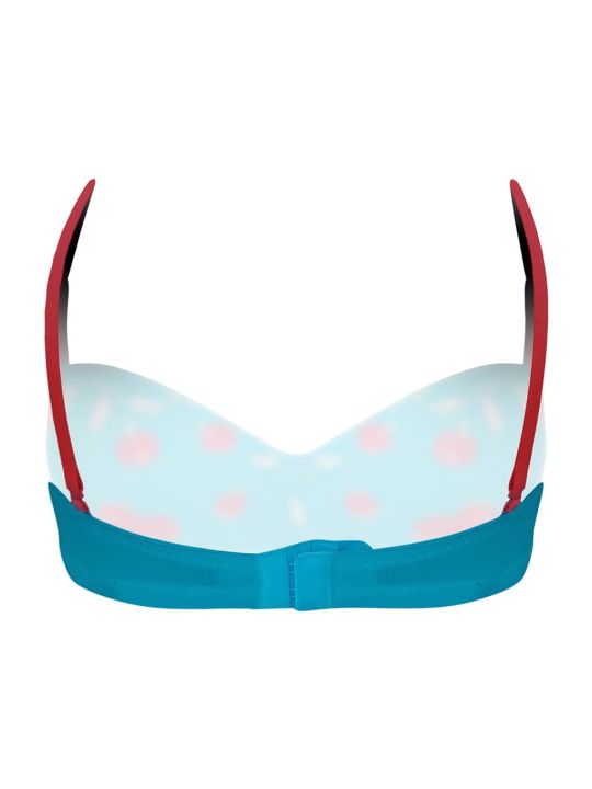 Padded Underwired Full Cup Cherry Print Balconette T-shirt Bra in Sky Blue