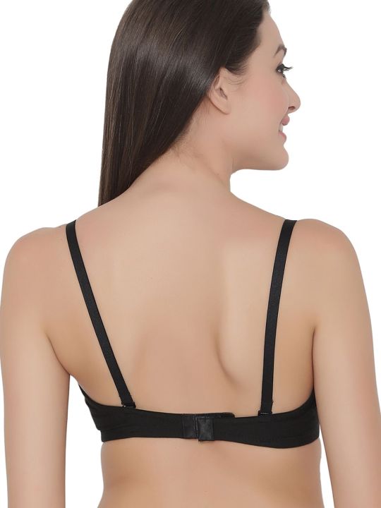 Padded Underwired Full Cup Multiway Strapless T-Shirt Bra in Black - Cotton