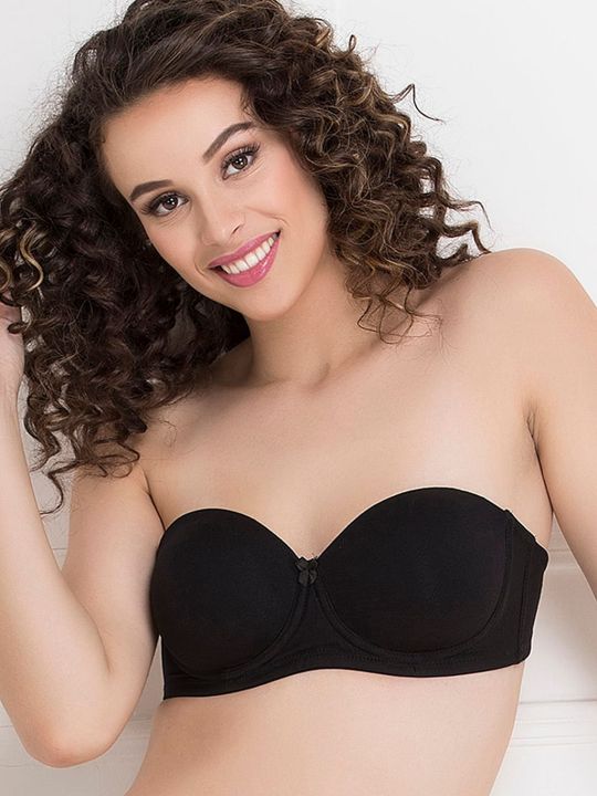Padded Underwired Full Cup Multiway Strapless T-Shirt Bra in Black - Cotton