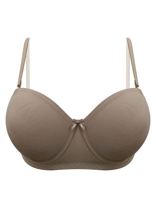 Padded Underwired Full Cup Strapless T-shirt Bra in Nude Colour