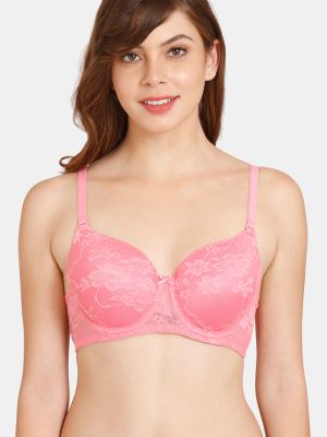 Padded Wired 3/4th Coverage Lace Bra - Flowering Ginger