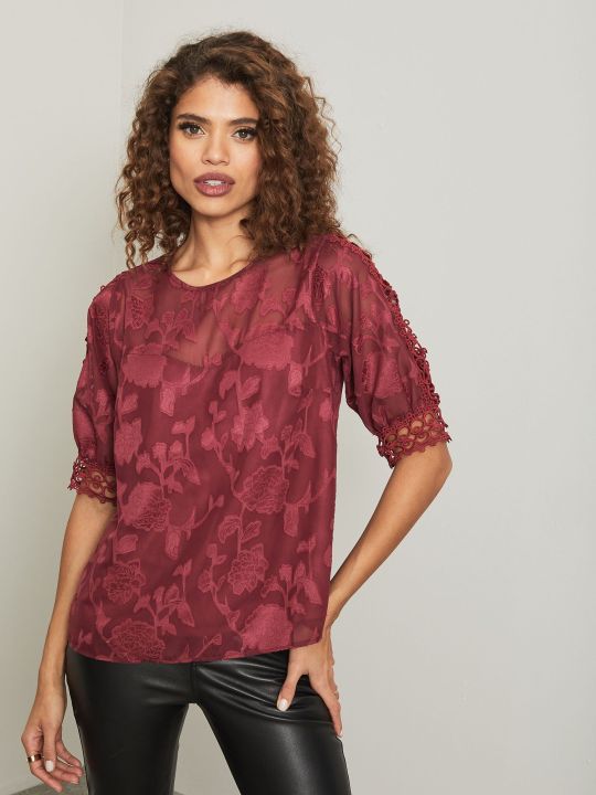 Puff Sleeve Top Red (Lipsy)