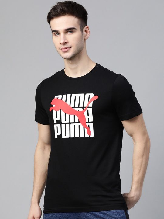 Puma Men Black Graphic 17 Brand Logo Printed T-shirt