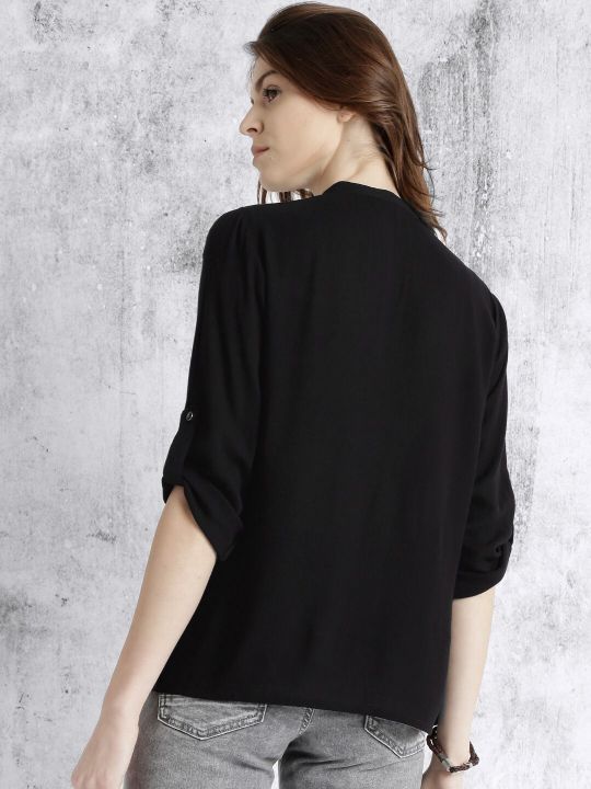 Roadster Black Top With Roll-Up Sleeves