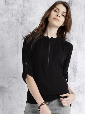 Roadster Black Top With Roll-Up Sleeves