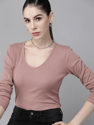 Roadster Mauve Solid Knitted Top