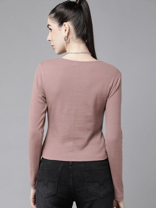 Roadster Mauve Solid Knitted Top