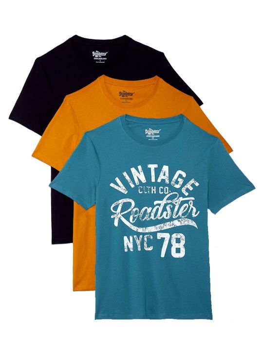 Roadster Men Cotton Round Neck Printed T-Shirt