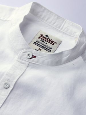 Roadster Men White Cotton Linen Casual Sustainable Shirt