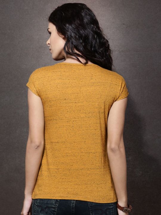 Roadster Mustard Yellow Extended Sleeves Top