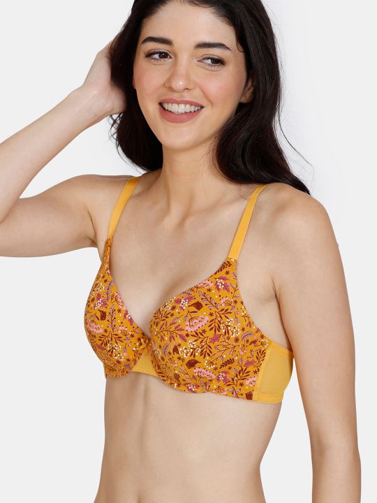 Robin's Song Padded Wired 3/4th Coverage T-Shirt Bra - Golden Orange