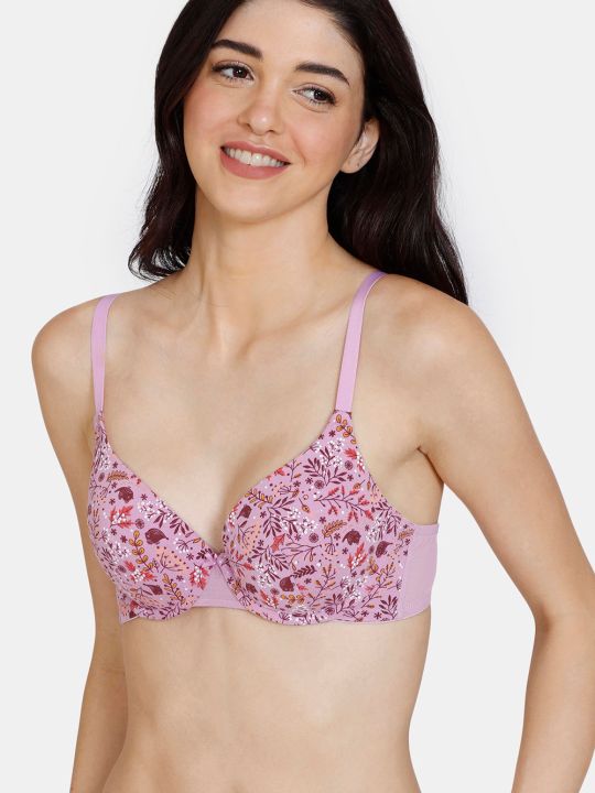 Robin's Song Padded Wired 3/4th Coverage T-Shirt Bra With Hipster Panty - Violet Tulip
