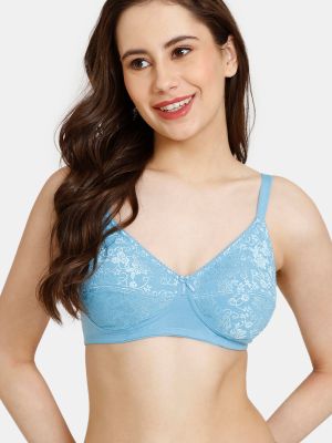 Rosaline Everyday Double Layered Non-Wired 3/4th Coverage Bra - Alaskan Blue