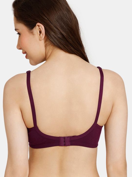 Rosaline Everyday Double Layered Non Wired 3/4th Coverage Bra - Fig