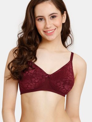 Rosaline Everyday Double Layered Non-Wired 3/4th Coverage Bra - Syrah